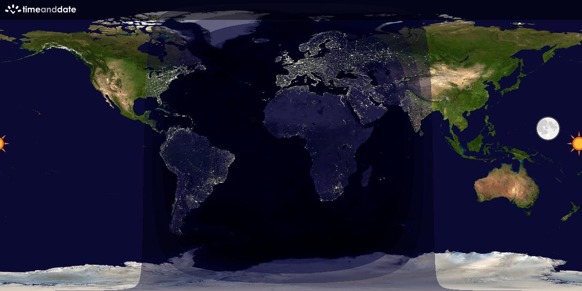 Verdenskart som viser dag og natt 