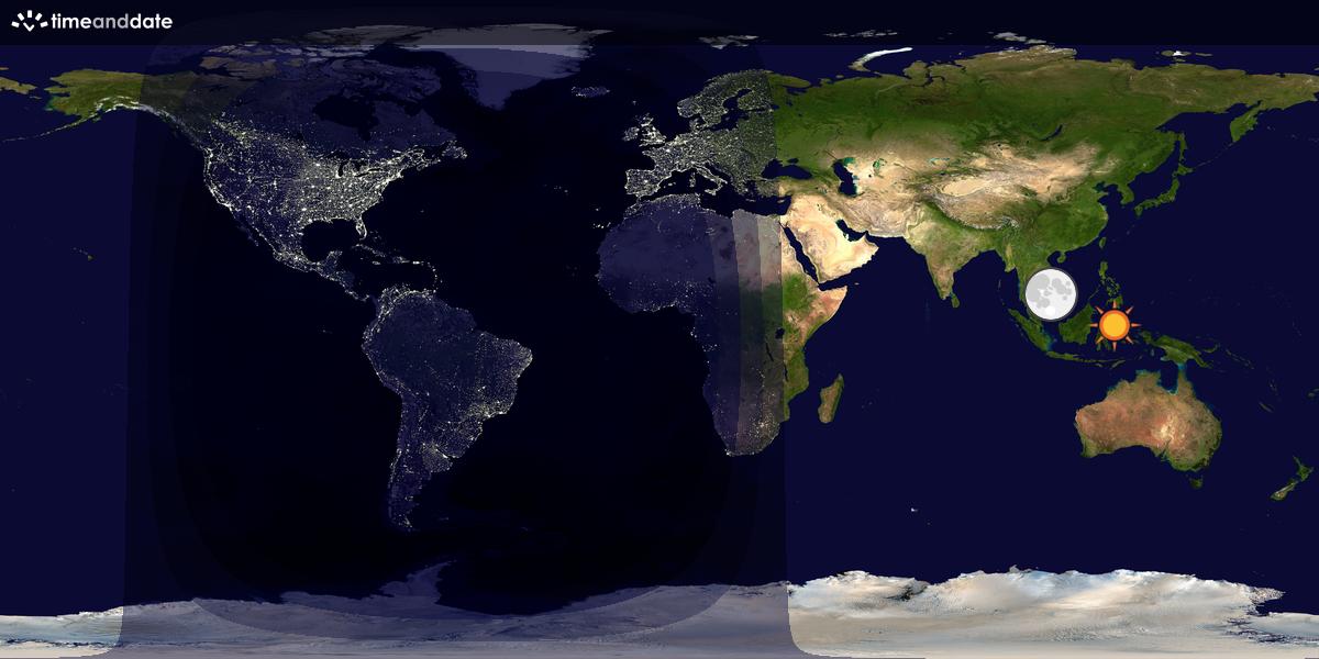 Verdenskart som viser dag og natt 