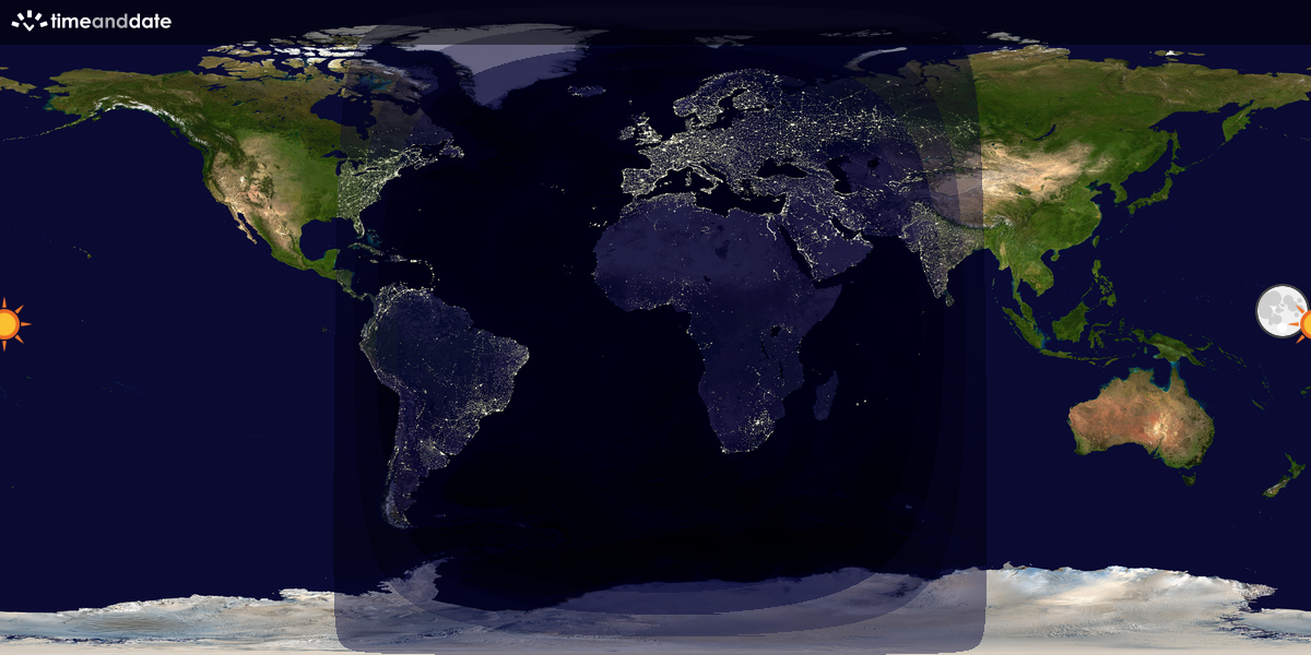 Verdenskart som viser dag og natt 
