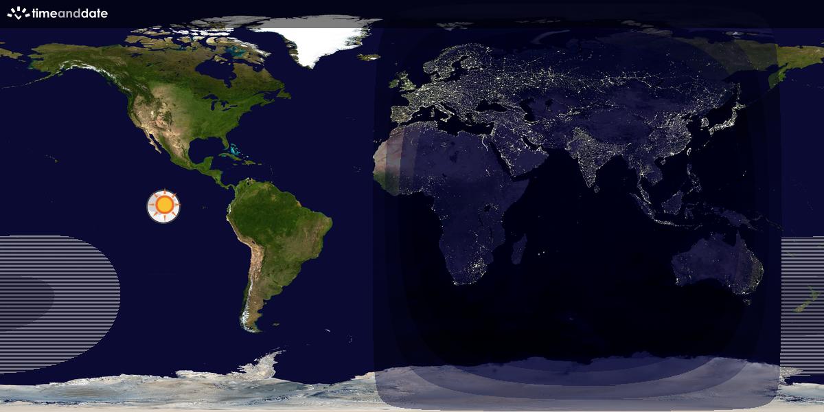 Verdenskart som viser dag og natt 