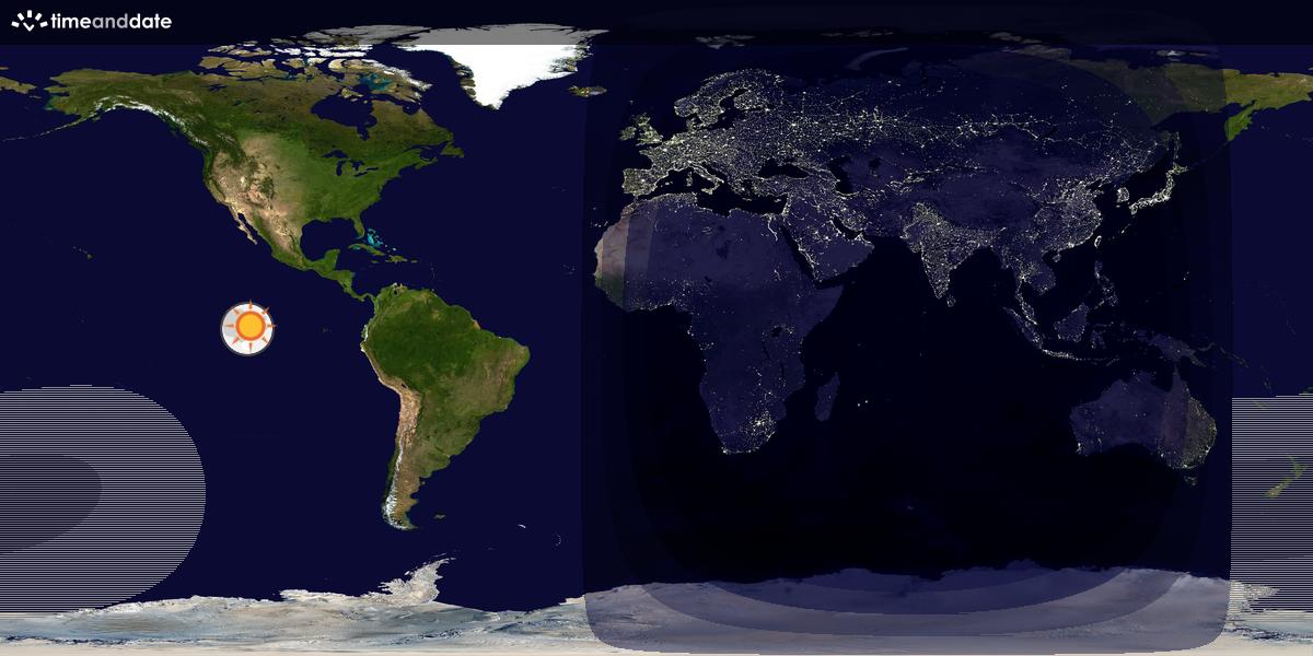 Verdenskart som viser dag og natt 