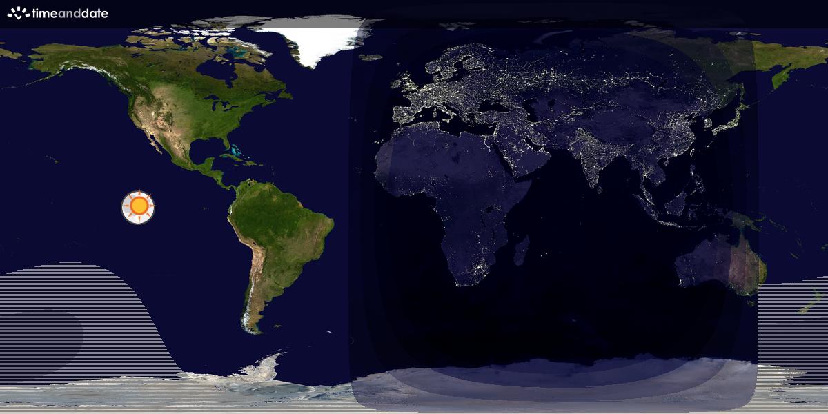 Verdenskart som viser dag og natt 