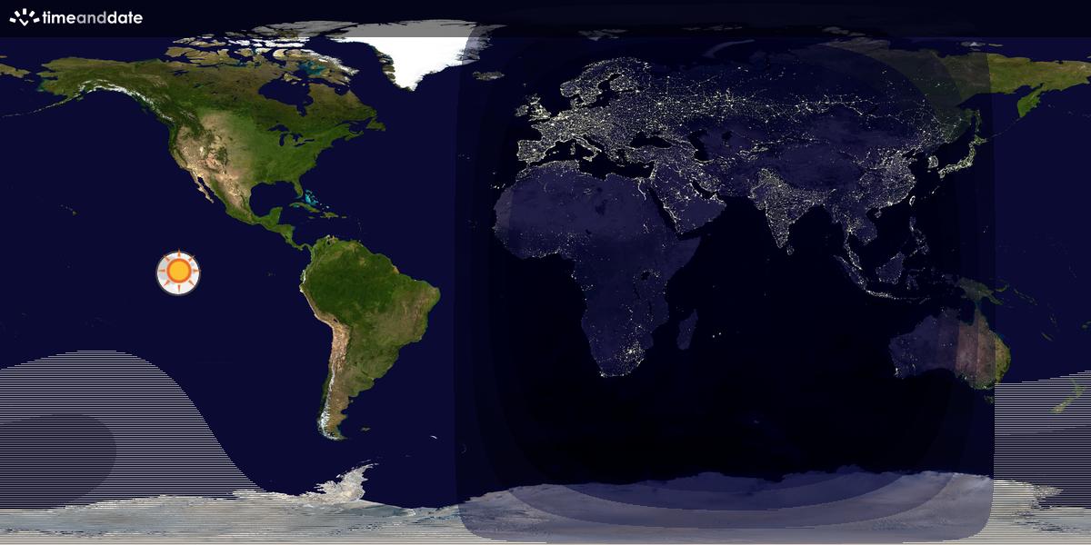 Verdenskart som viser dag og natt 