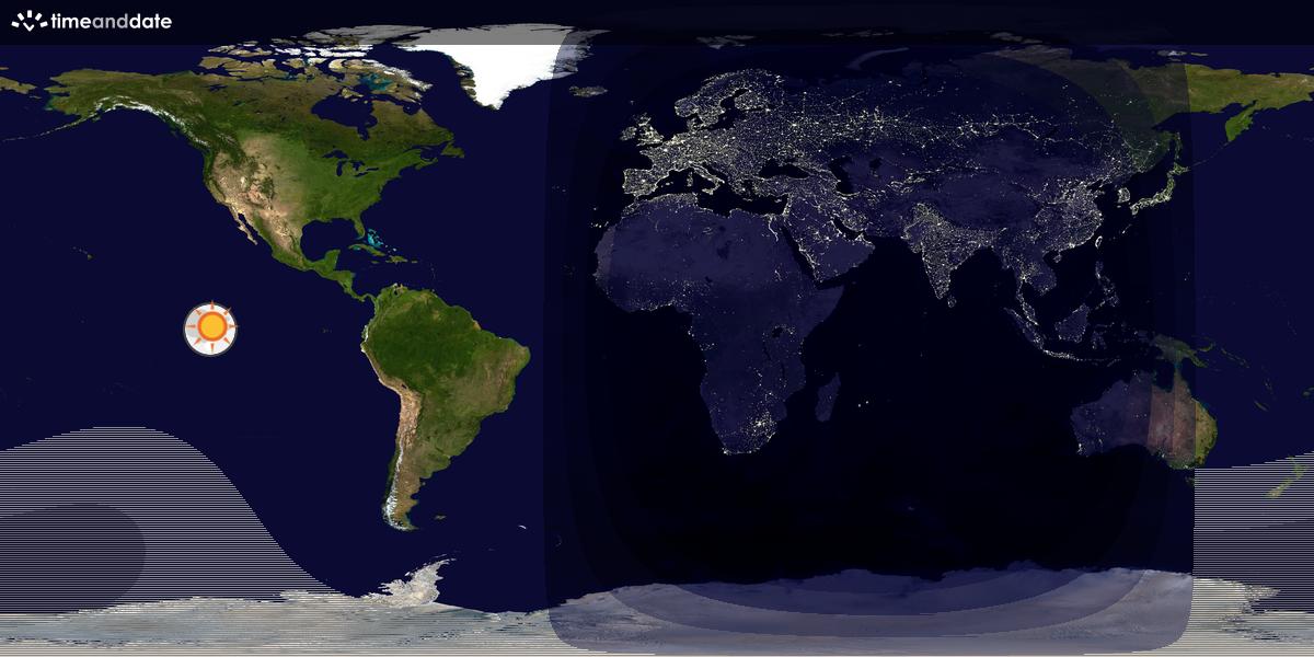 Verdenskart som viser dag og natt 