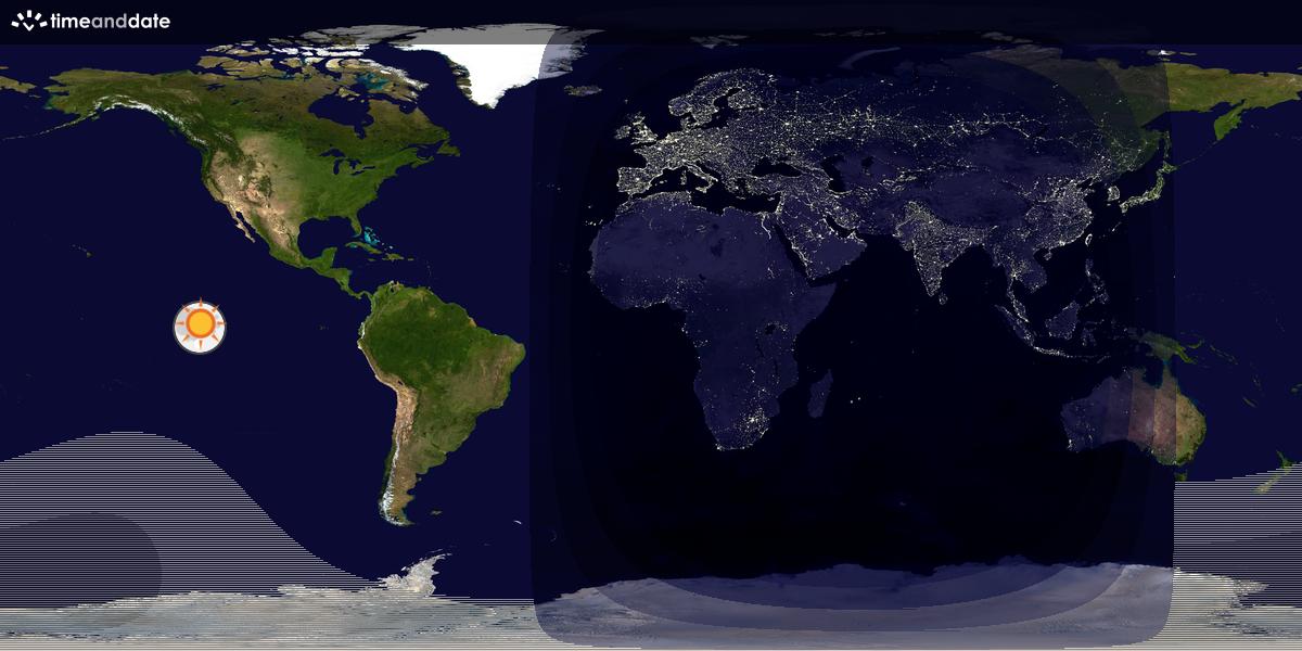 Verdenskart som viser dag og natt 
