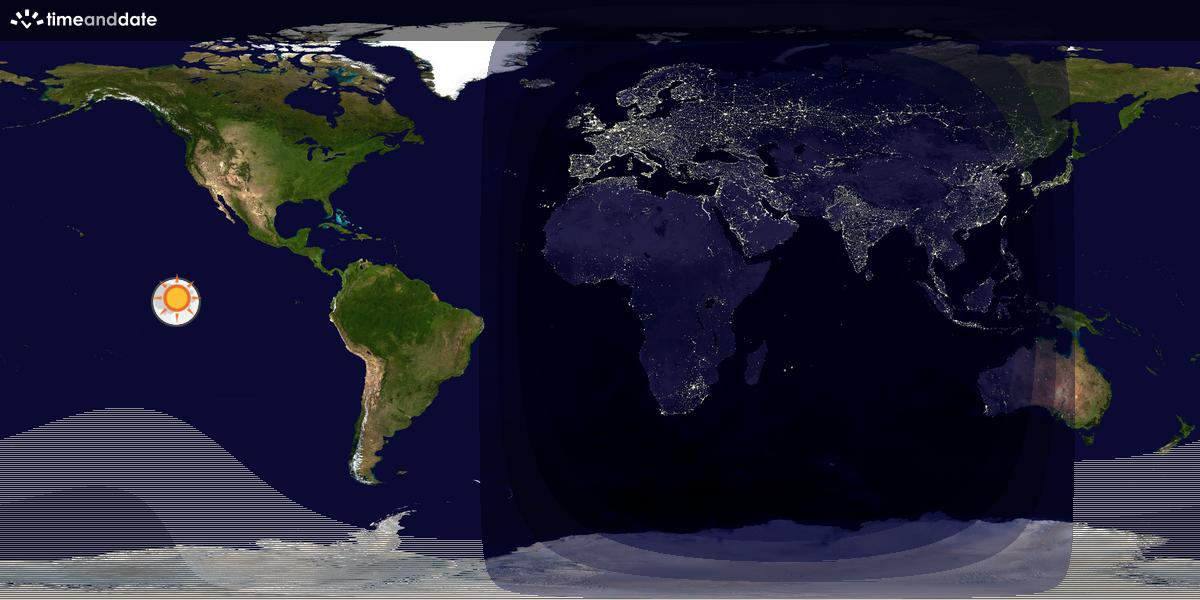 Verdenskart som viser dag og natt 