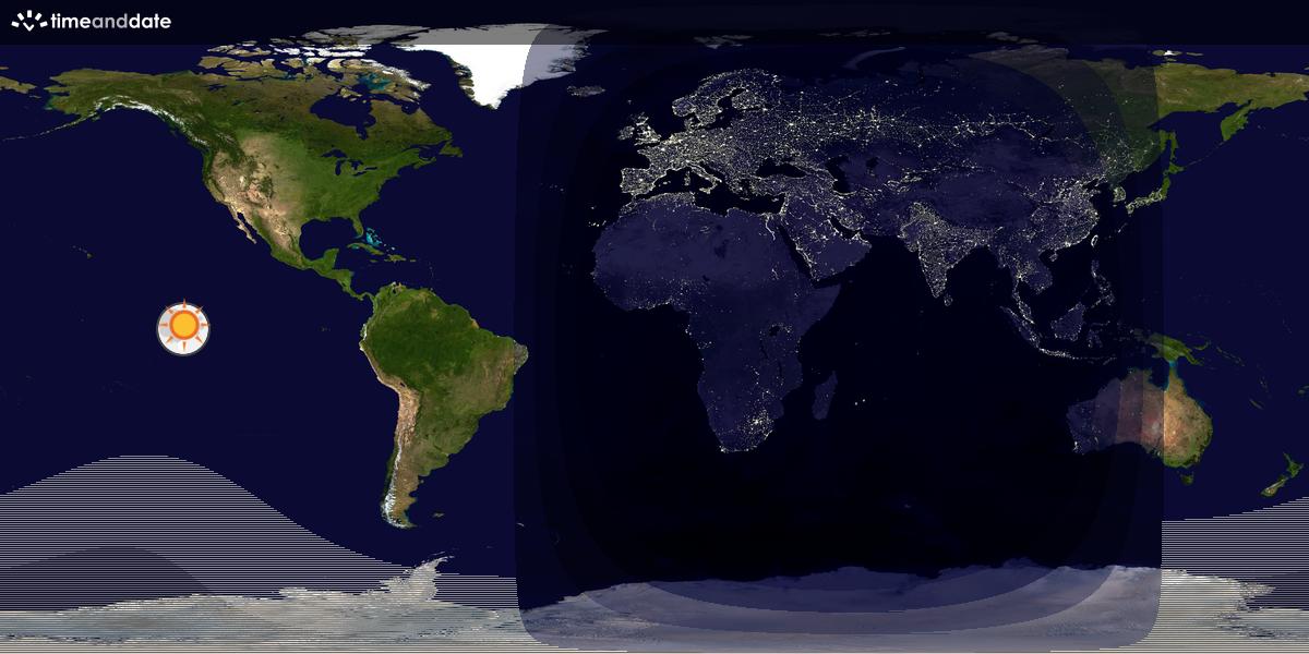 Verdenskart som viser dag og natt 