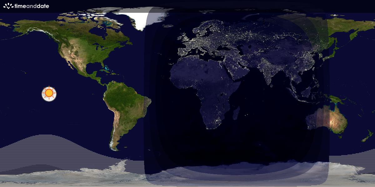 Verdenskart som viser dag og natt 
