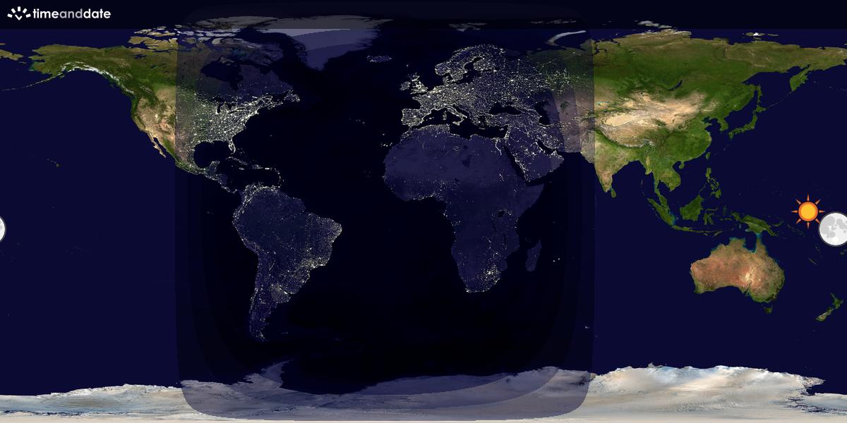 Verdenskart som viser dag og natt 