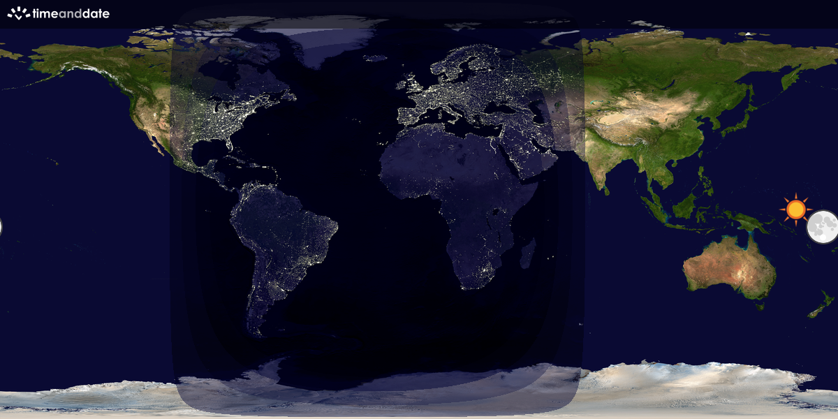 Verdenskart som viser dag og natt 