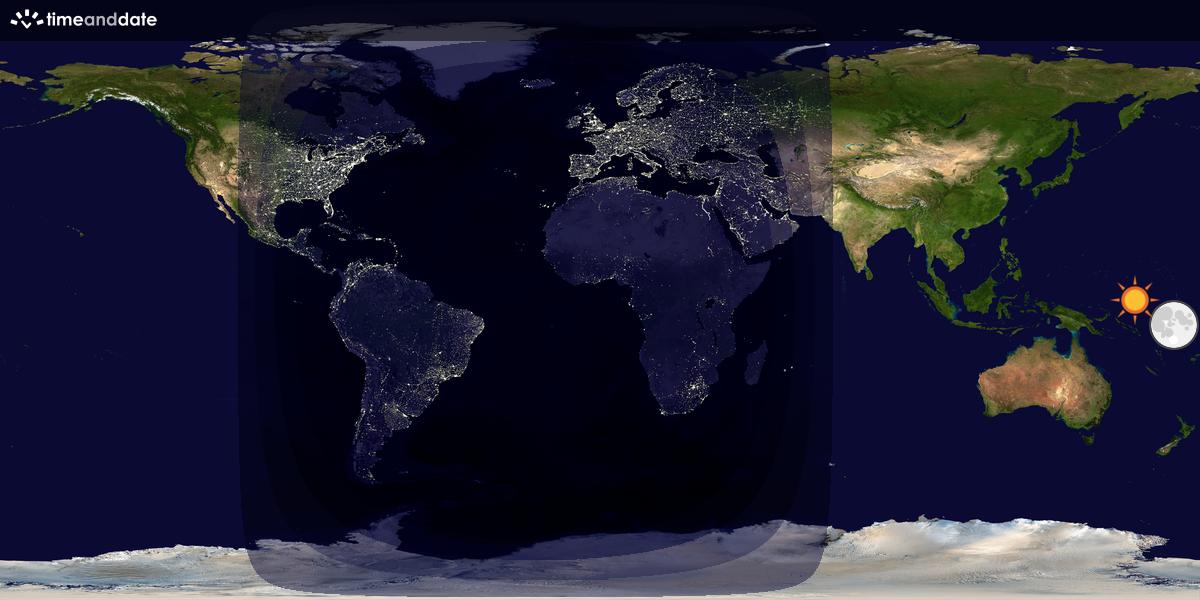 Verdenskart som viser dag og natt 