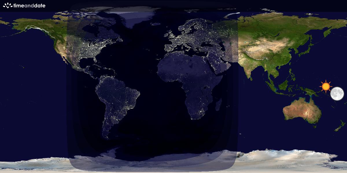 Verdenskart som viser dag og natt 