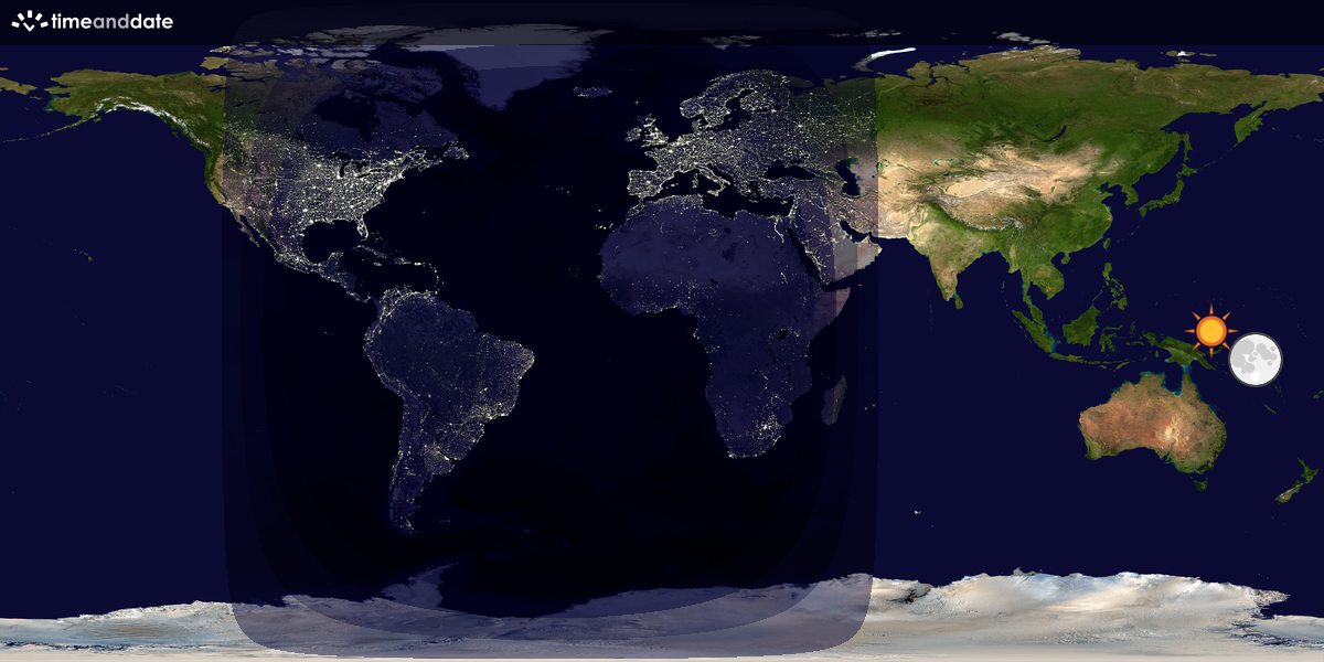 Verdenskart som viser dag og natt 