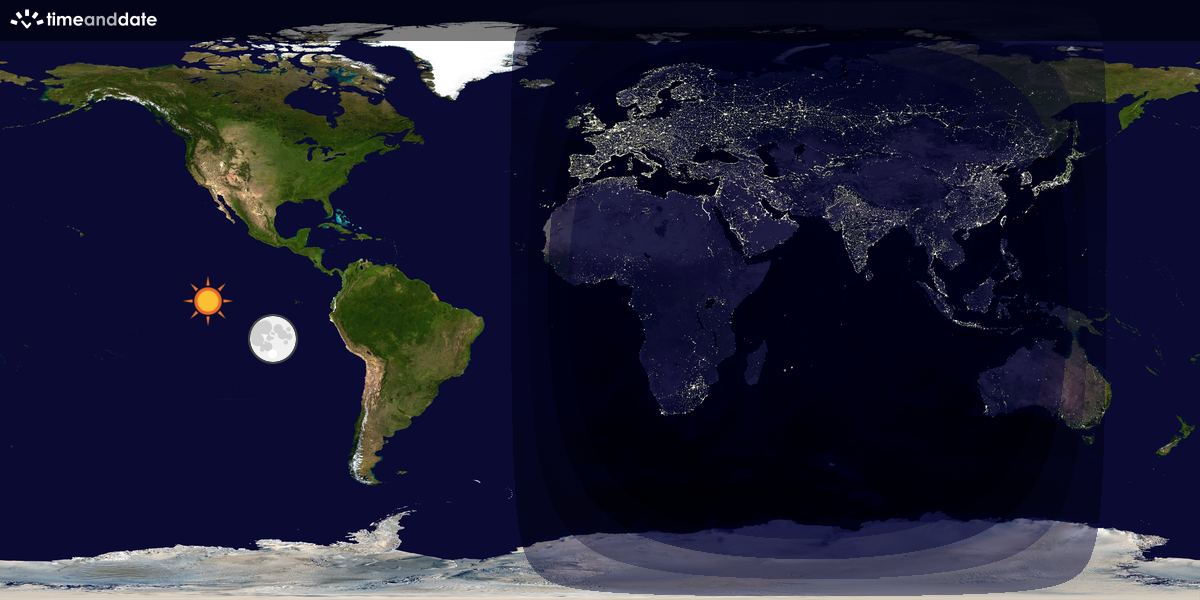 Verdenskart som viser dag og natt 