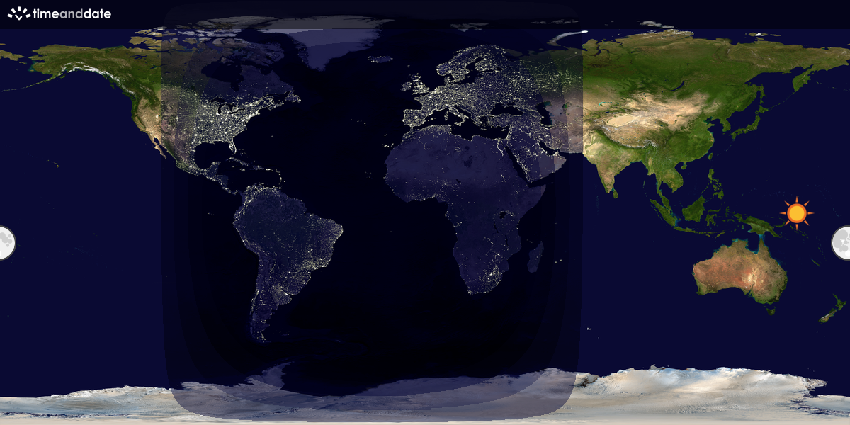 Verdenskart som viser dag og natt 