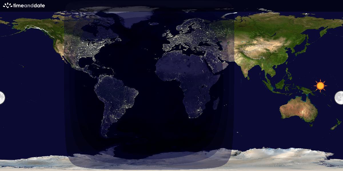 Verdenskart som viser dag og natt 