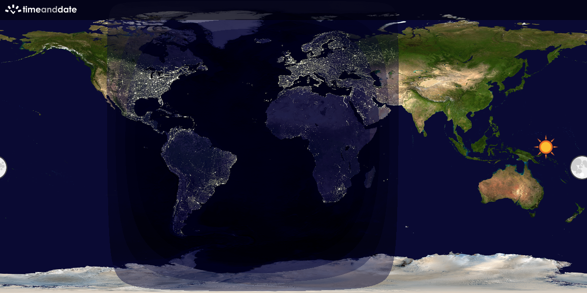 Verdenskart som viser dag og natt 