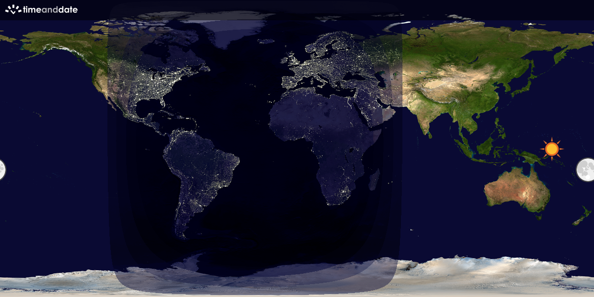 Verdenskart som viser dag og natt 