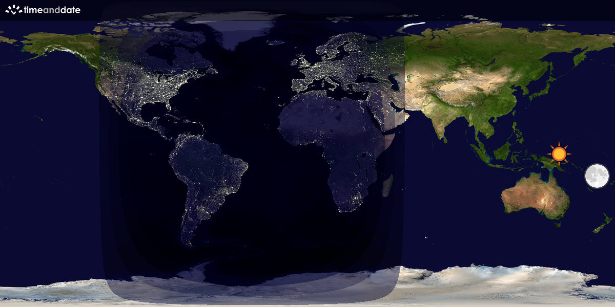 Verdenskart som viser dag og natt 