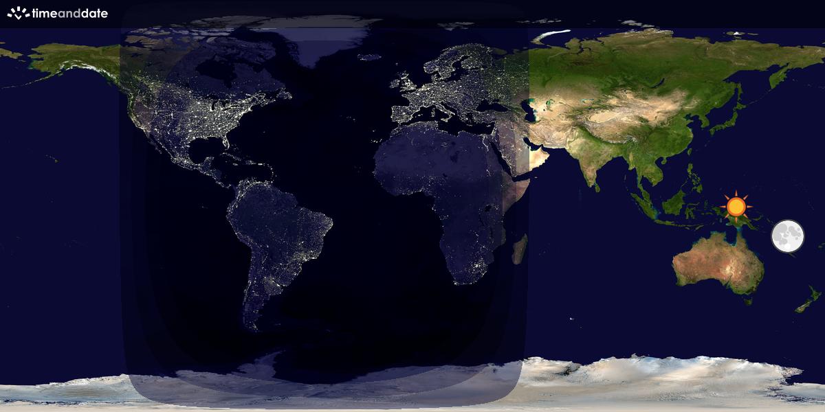 Verdenskart som viser dag og natt 
