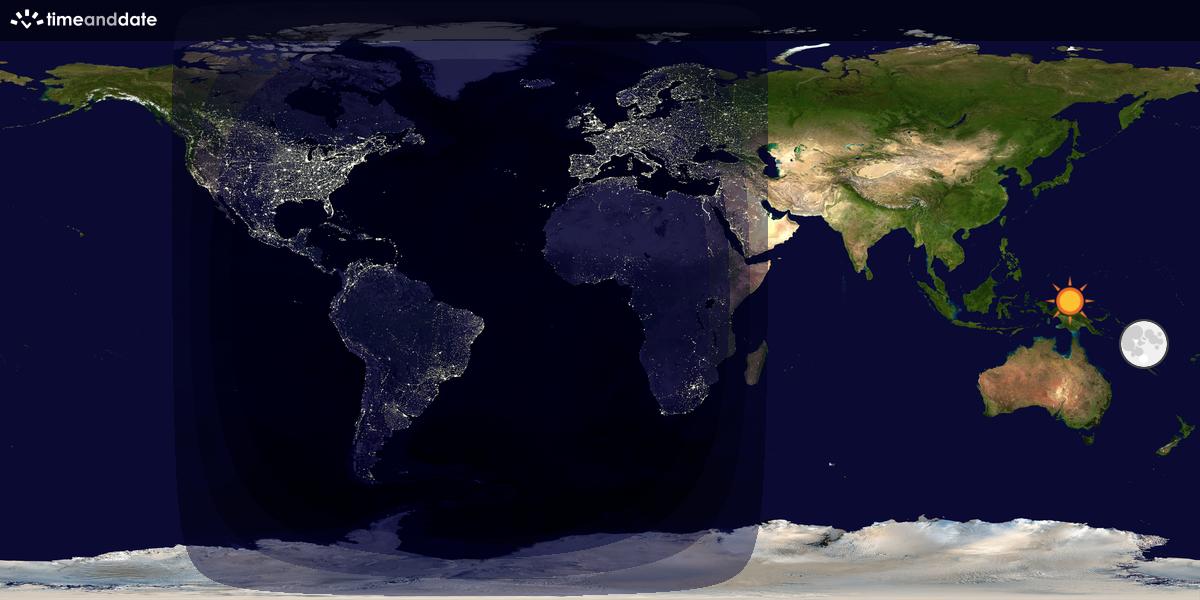 Verdenskart som viser dag og natt 