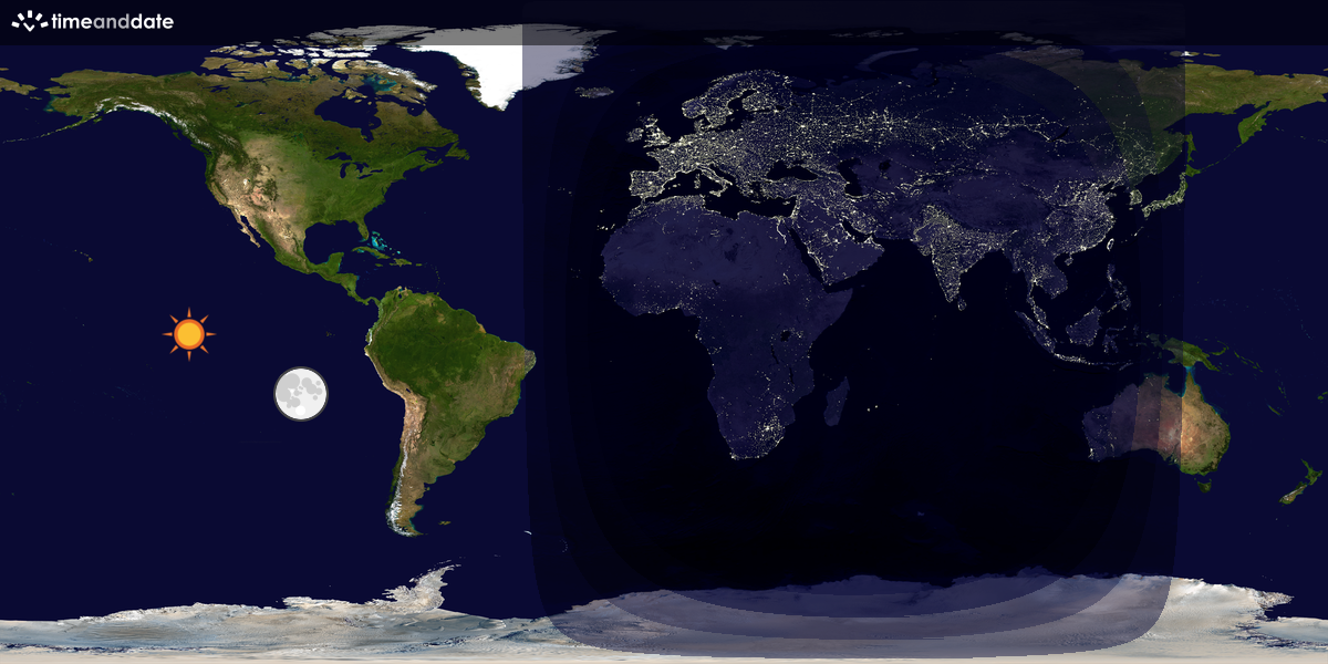 Verdenskart som viser dag og natt 