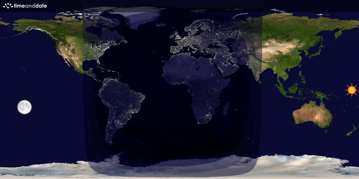 Verdenskart som viser dag og natt 