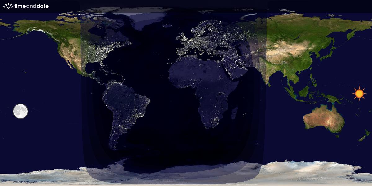 Verdenskart som viser dag og natt 