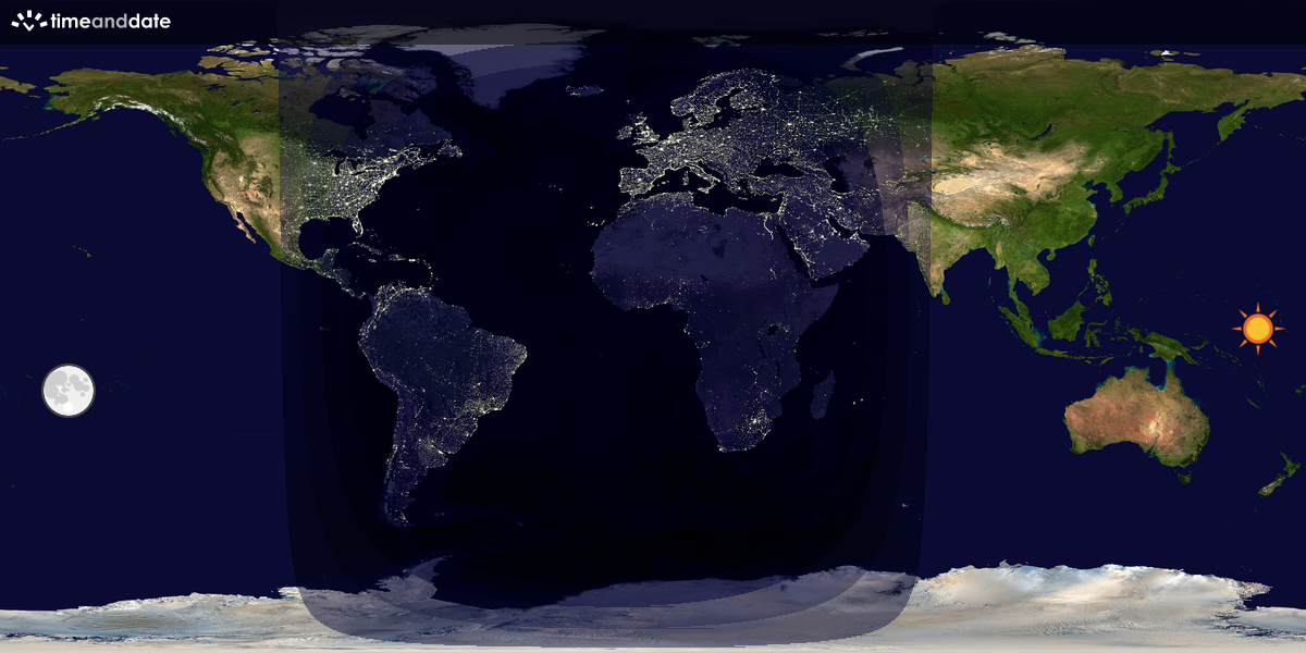 Verdenskart som viser dag og natt 