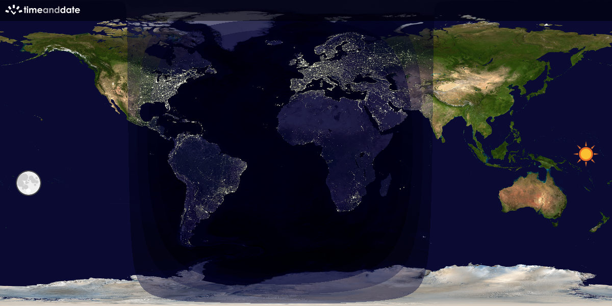 Verdenskart som viser dag og natt 