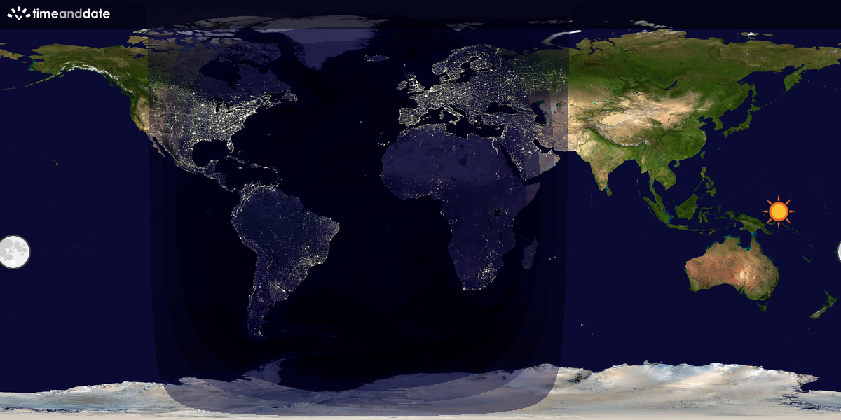 Verdenskart som viser dag og natt 