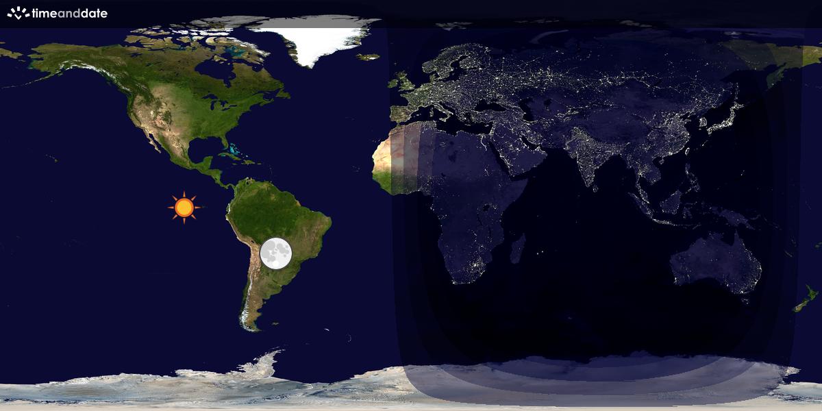 Verdenskart som viser dag og natt 