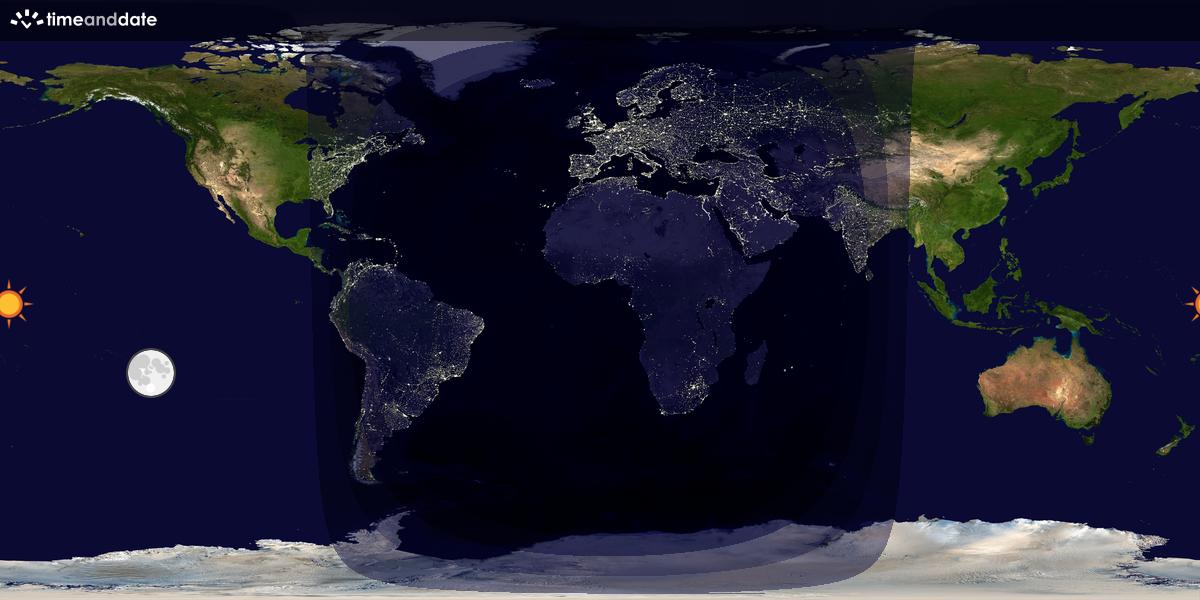 Verdenskart som viser dag og natt 