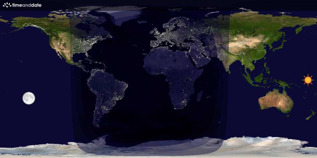 Verdenskart som viser dag og natt 