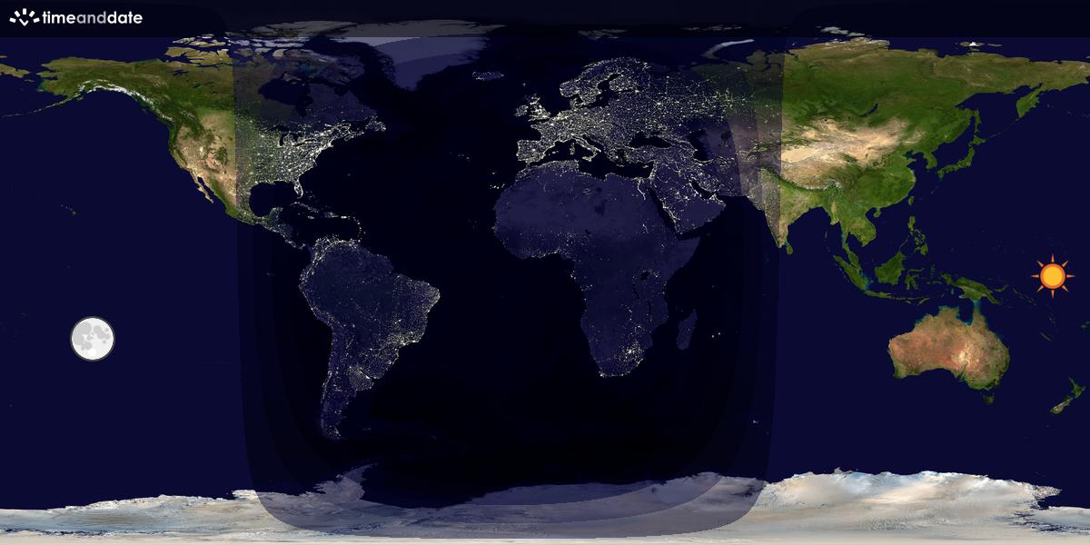 Verdenskart som viser dag og natt 