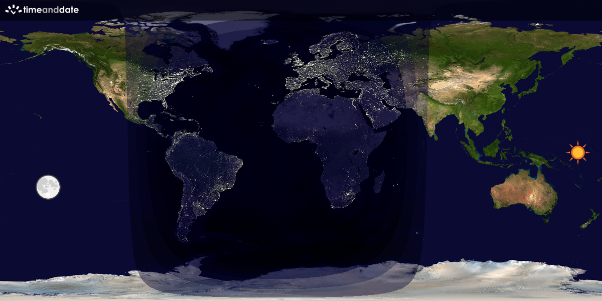 Verdenskart som viser dag og natt 