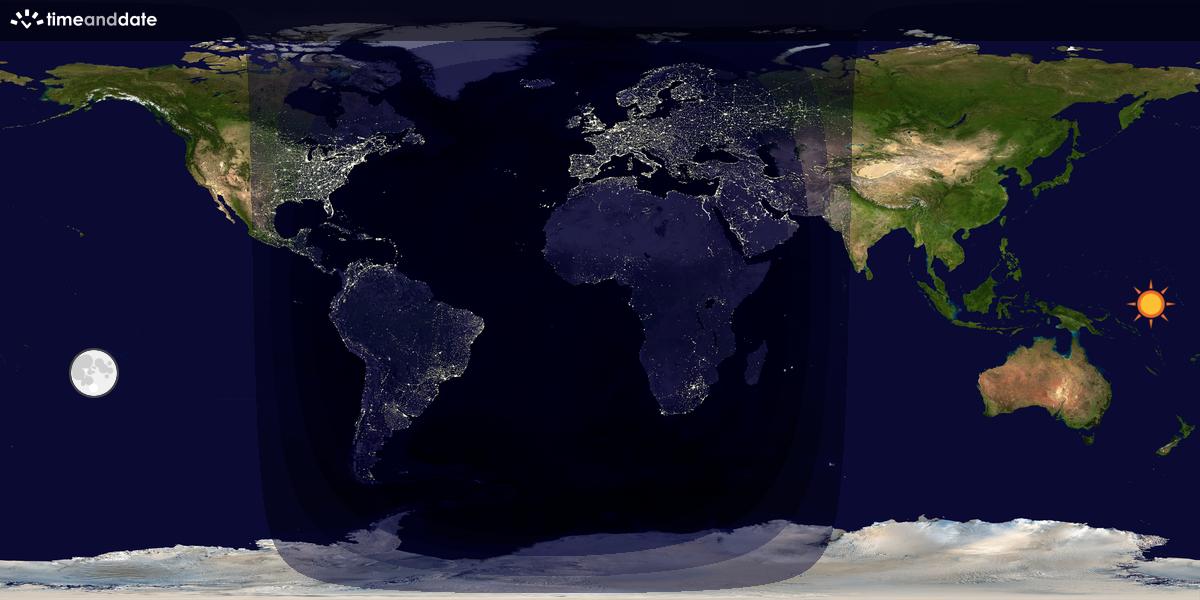 Verdenskart som viser dag og natt 