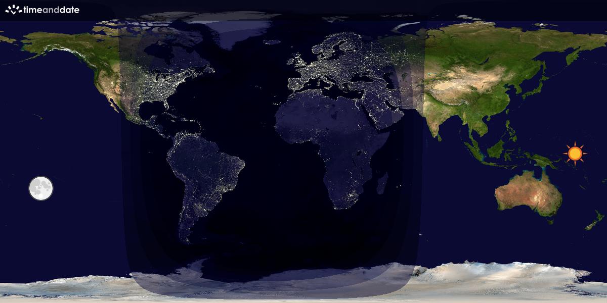 Verdenskart som viser dag og natt 