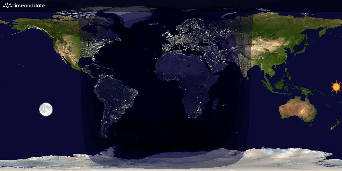 Verdenskart som viser dag og natt 