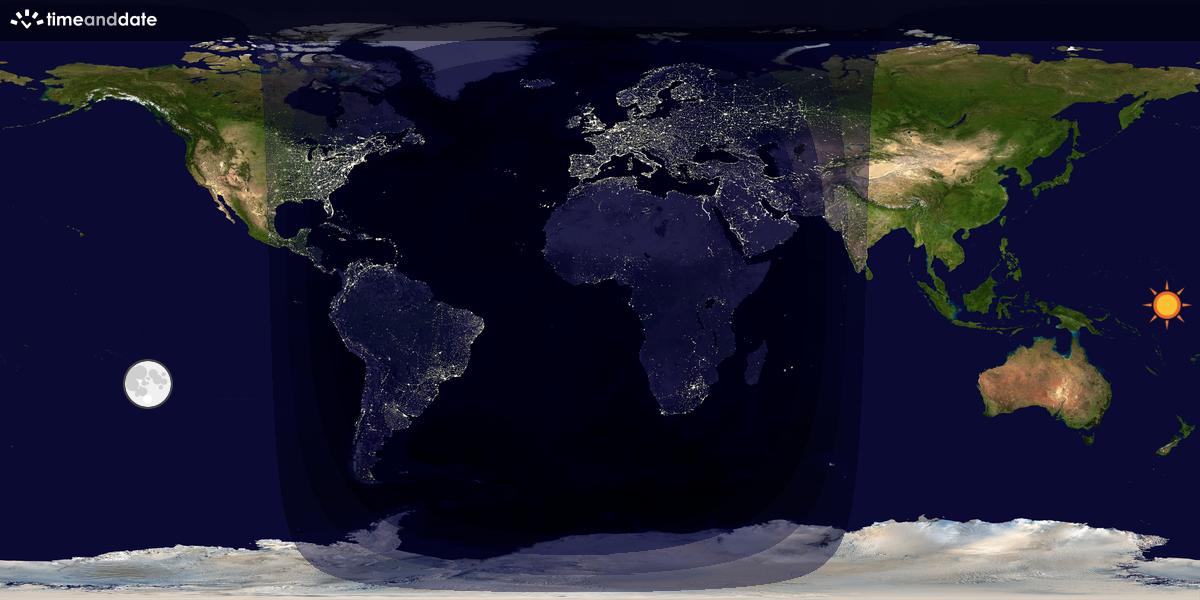 Verdenskart som viser dag og natt 