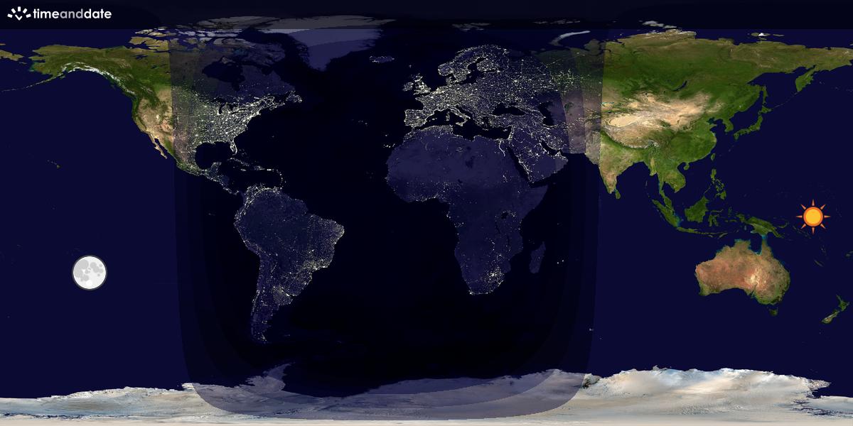 Verdenskart som viser dag og natt 