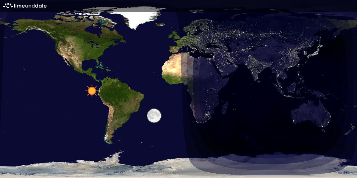 Verdenskart som viser dag og natt 