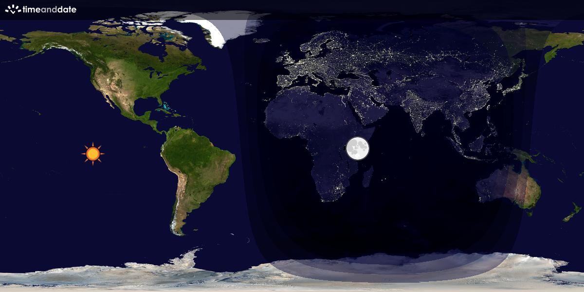 Verdenskart som viser dag og natt 