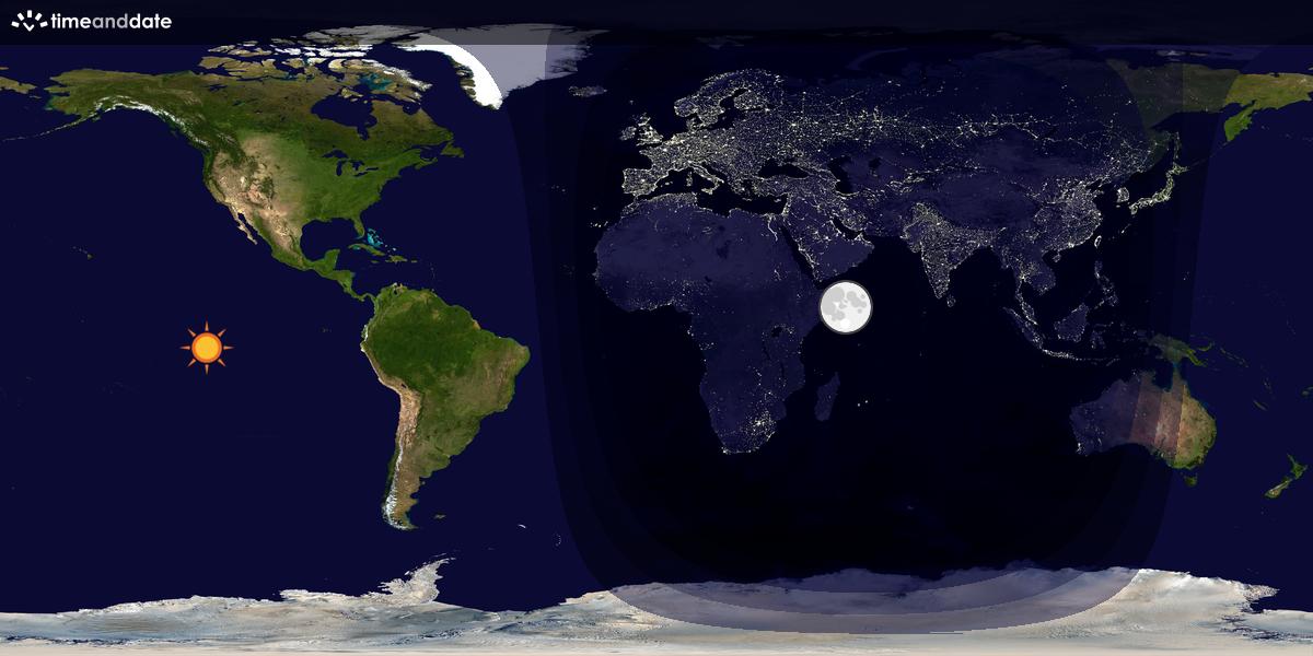 Verdenskart som viser dag og natt 