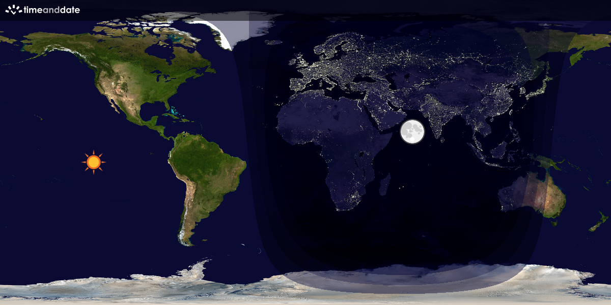 Verdenskart som viser dag og natt 