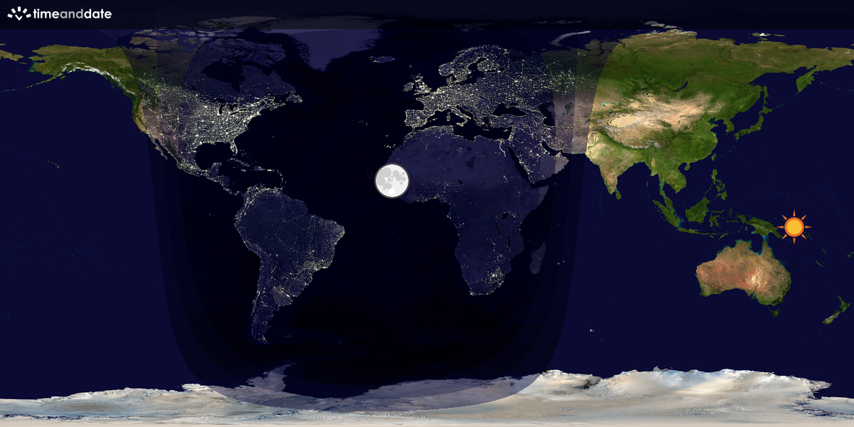 Verdenskart som viser dag og natt 
