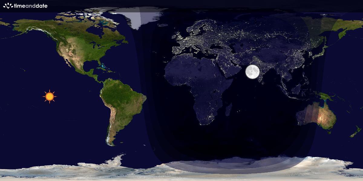 Verdenskart som viser dag og natt 