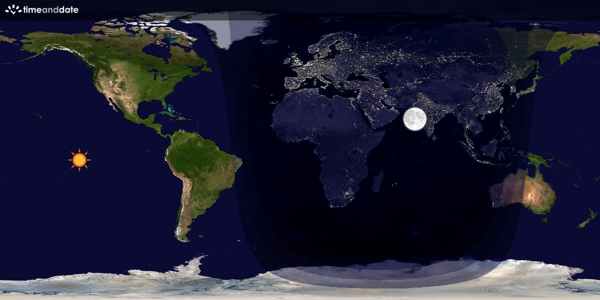 Verdenskart som viser dag og natt 