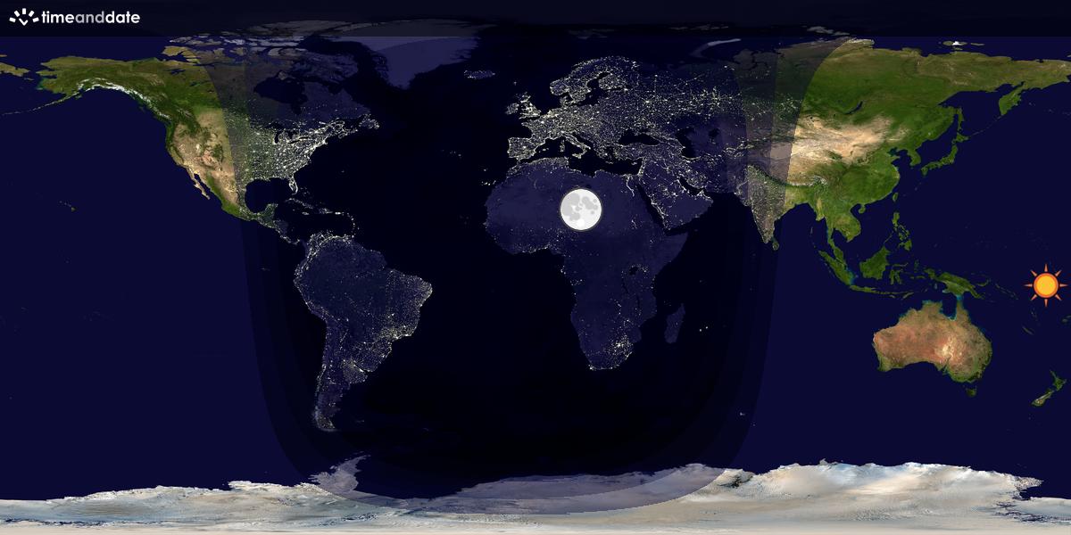 Verdenskart som viser dag og natt 