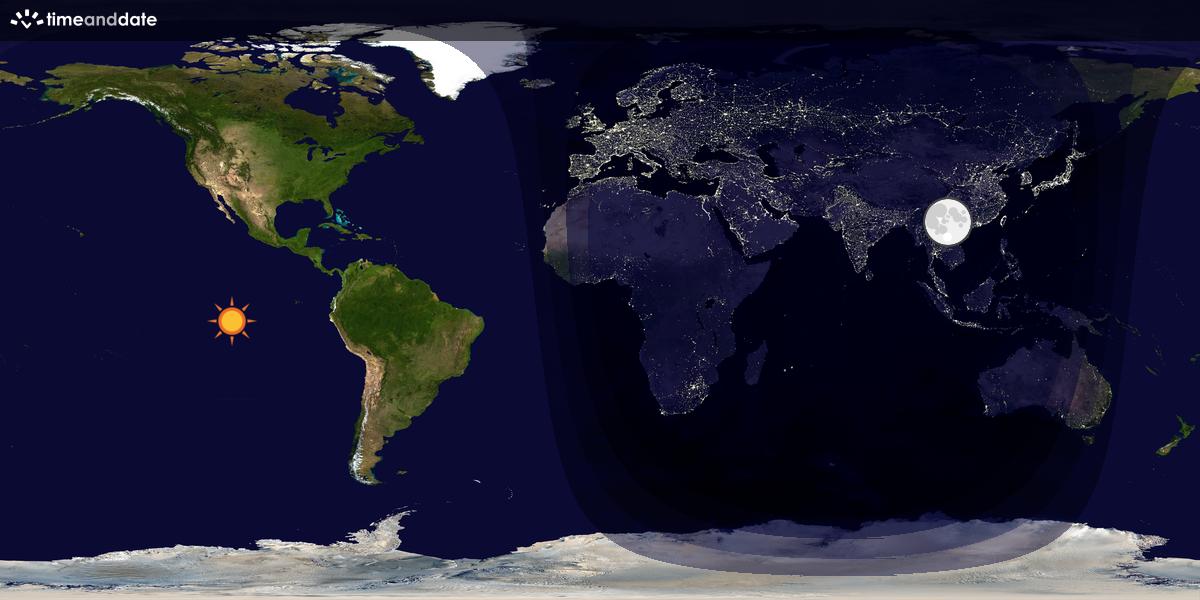 Verdenskart som viser dag og natt 